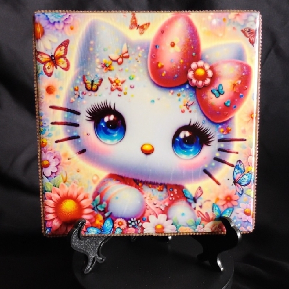 Hand Crafted Ceramic Art with Pink and Blue Accents